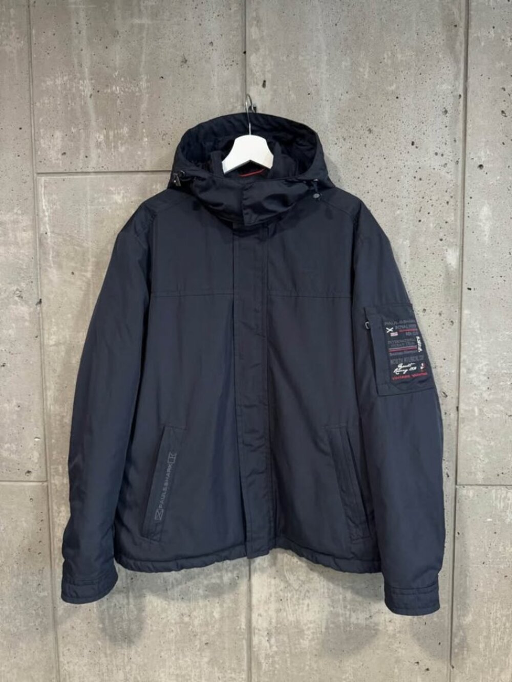 Paul & Shark Men’s Hooded Waterproof Jacket – Navy Blue – Size L